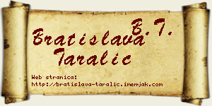 Bratislava Taralić vizit kartica